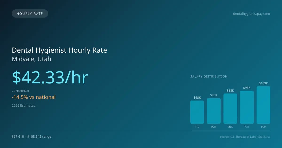 Dental Hygienist Hourly Rate in Midvale, UT — 2026 est., based on 2025 BLS
