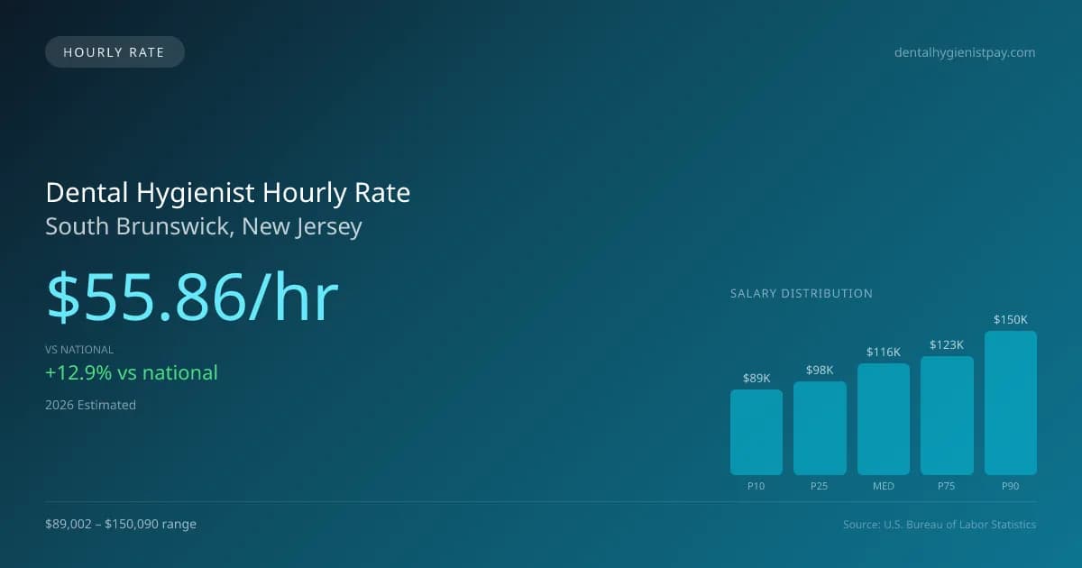 Dental Hygienist Hourly Rate in South Brunswick, NJ — 2026 est., based on 2025 BLS