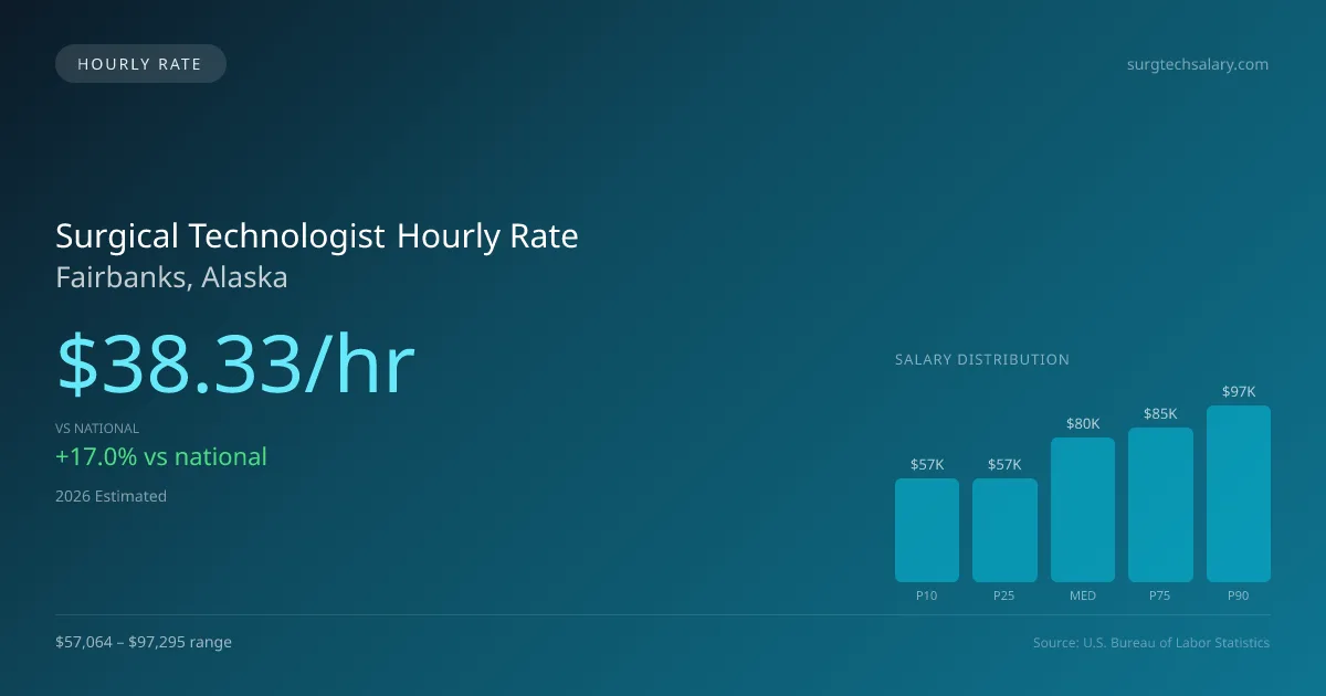 Surgical Technologist Hourly Rate in Fairbanks, AK — 2026 est., based on 2025 BLS