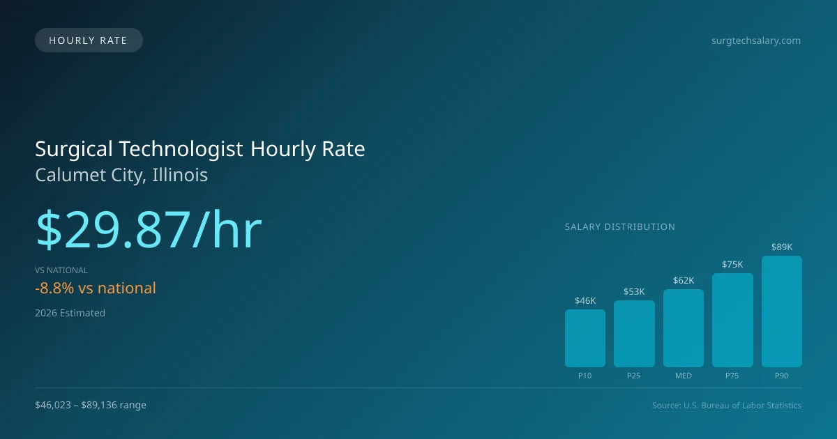 Surgical Technologist Hourly Rate in Calumet City, IL — 2026 est., based on 2025 BLS