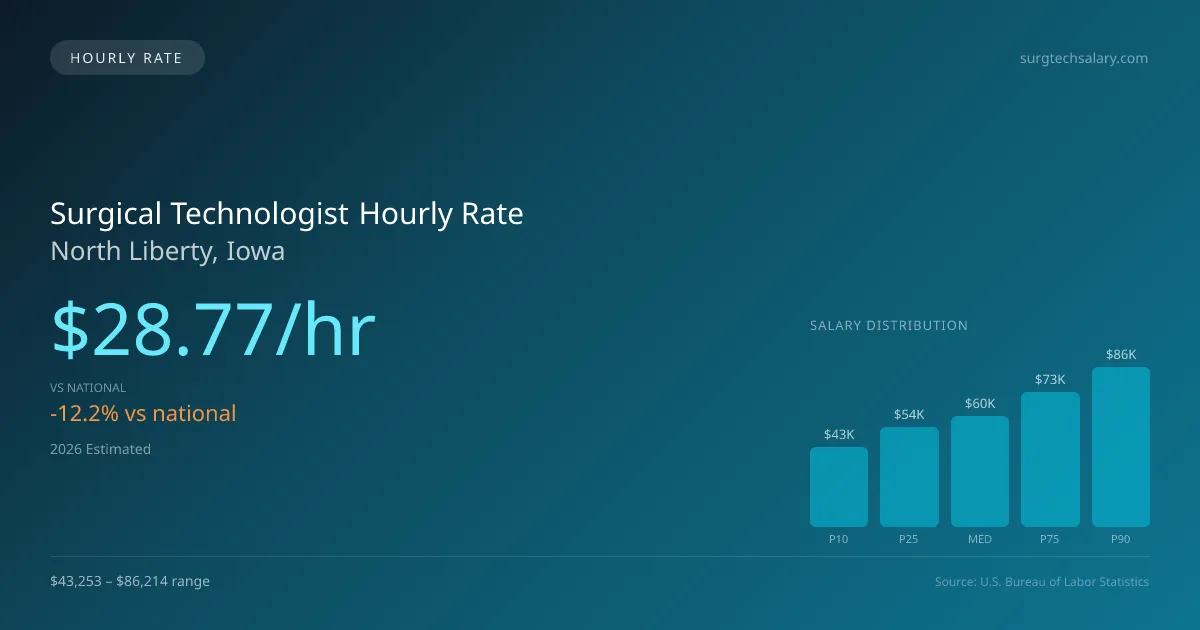 Surgical Technologist Hourly Rate in North Liberty, IA — 2026 est., based on 2025 BLS