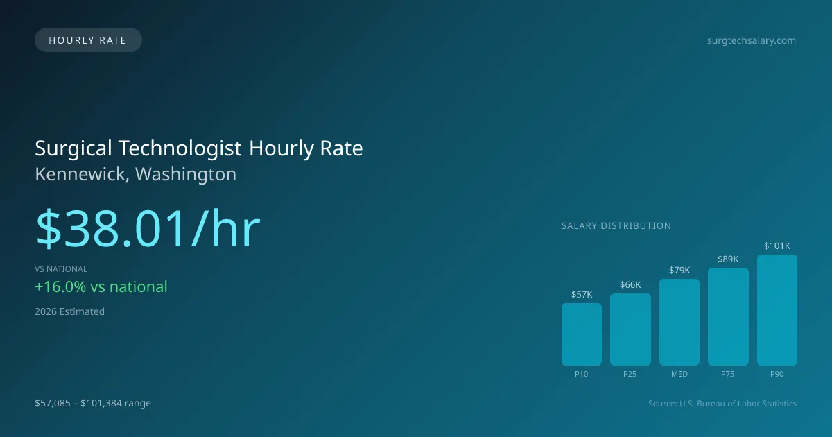 Surgical Technologist Hourly Rate in Kennewick, WA — 2026 est., based on 2025 BLS