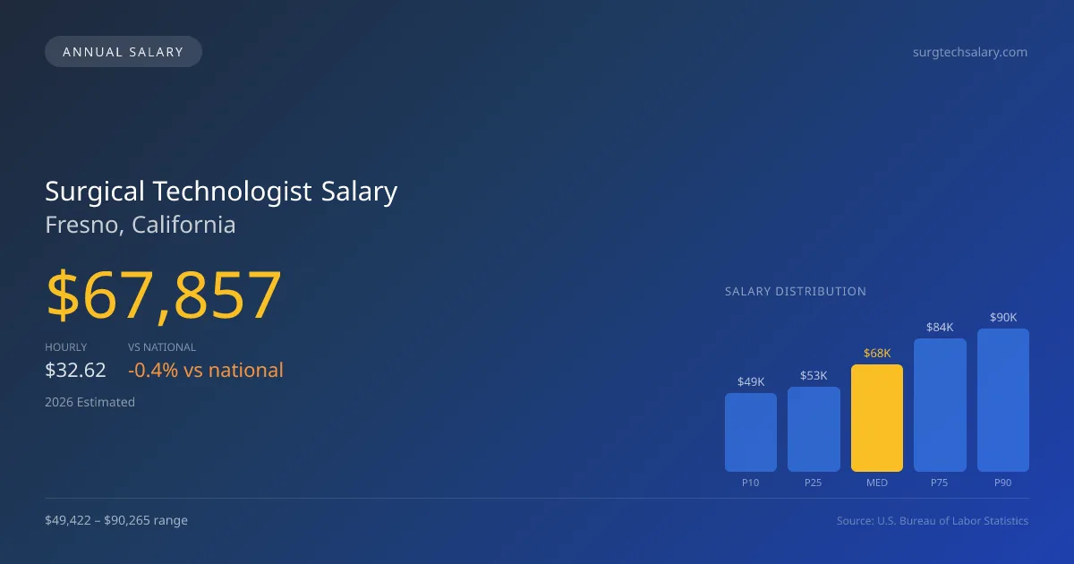 Surgical Technologist Salary in Fresno, CA — 2026 est., based on 2025 BLS