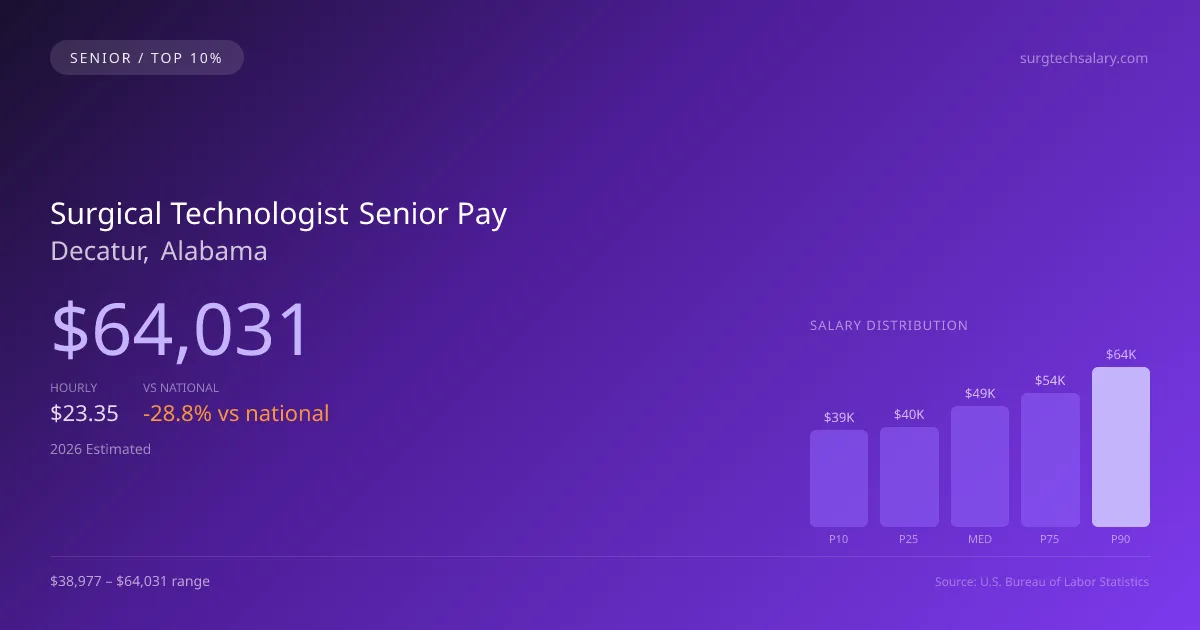 Surgical Technologist Senior Salary in Decatur, AL — 2026 est., based on 2025 BLS