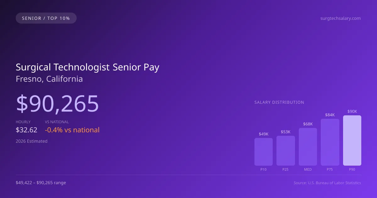 Surgical Technologist Senior Salary in Fresno, CA — 2026 est., based on 2025 BLS