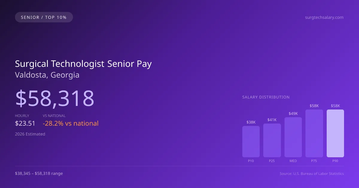 Surgical Technologist Senior Salary in Valdosta, GA — 2026 est., based on 2025 BLS