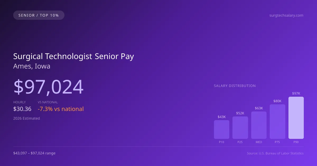 Surgical Technologist Senior Salary in Ames, IA — 2026 est., based on 2025 BLS