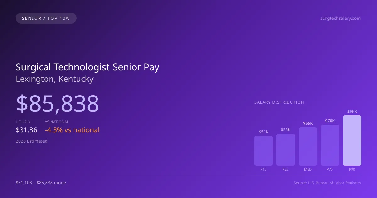 Surgical Technologist Senior Salary in Lexington, KY — 2026 est., based on 2025 BLS
