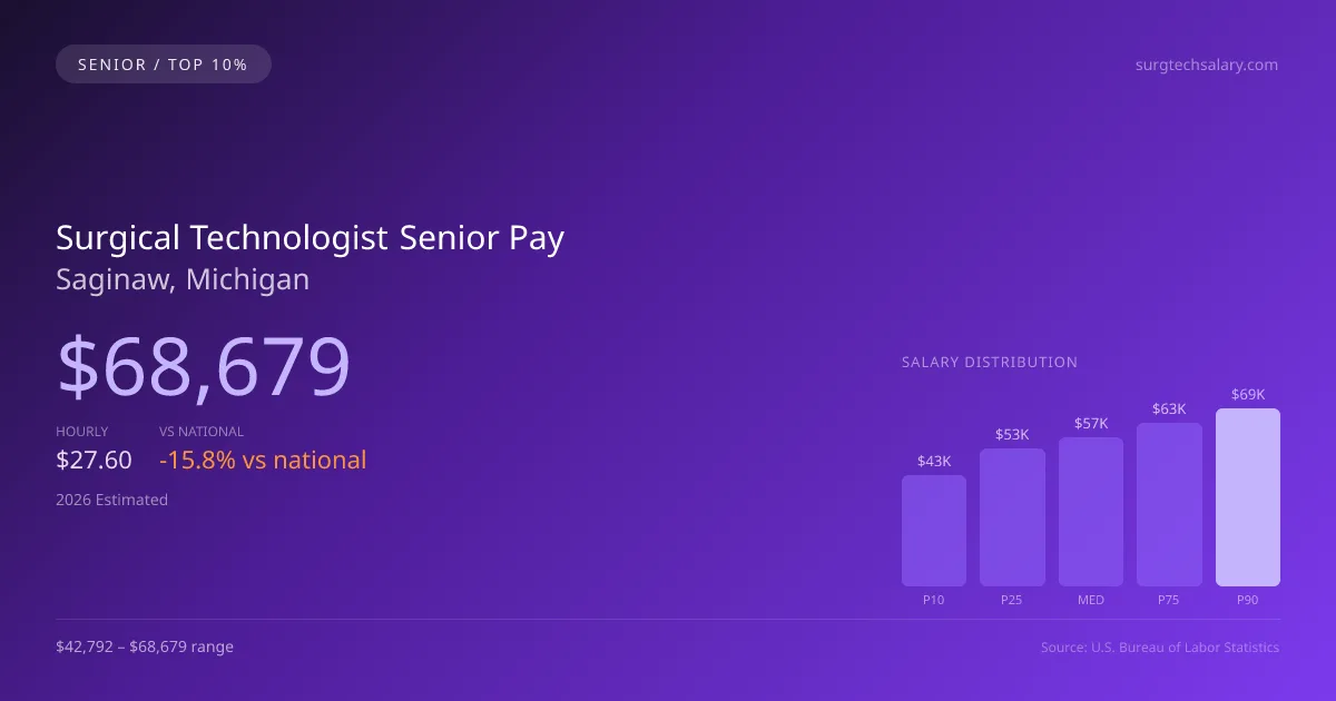 Surgical Technologist Senior Salary in Saginaw, MI — 2026 est., based on 2025 BLS
