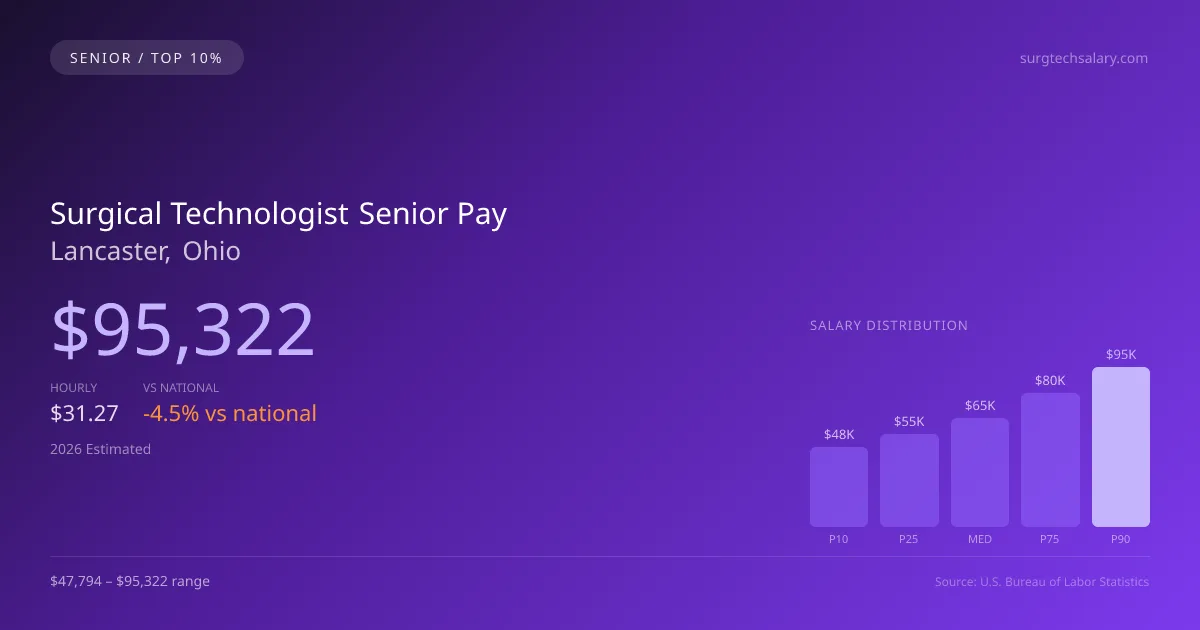Surgical Technologist Senior Salary in Lancaster, OH — 2026 est., based on 2025 BLS